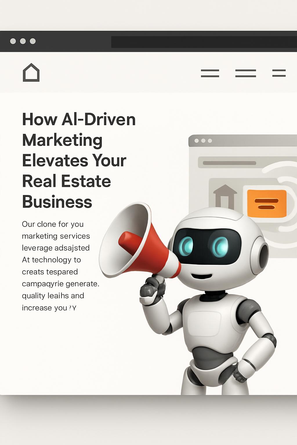 "Digital ad automation platform homepage graphic featuring AI-driven marketing lead generator for real estate businesses."